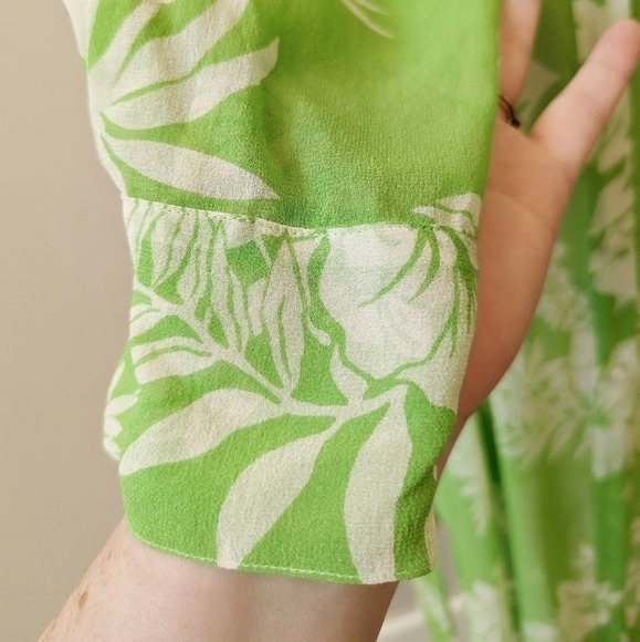 Vintage Tropical Floral Button-Up Sheer Silk Tunic Swim Cover - Picture 9 of 12